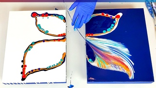 IRIDESCENT Butterfly ~  Modern and Unique ~ Acrylic Pouring for Beginners + Recipe ~ Chain Pull