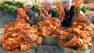 직접 재배한 배추와 고추로 김치 50포기 김장!! 김장김치와 신라면 8봉 먹방까&
