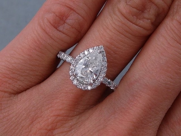 1. 57 ctw Pear Shape G SI1 Diamond Engagement Ring Big Diamonds
