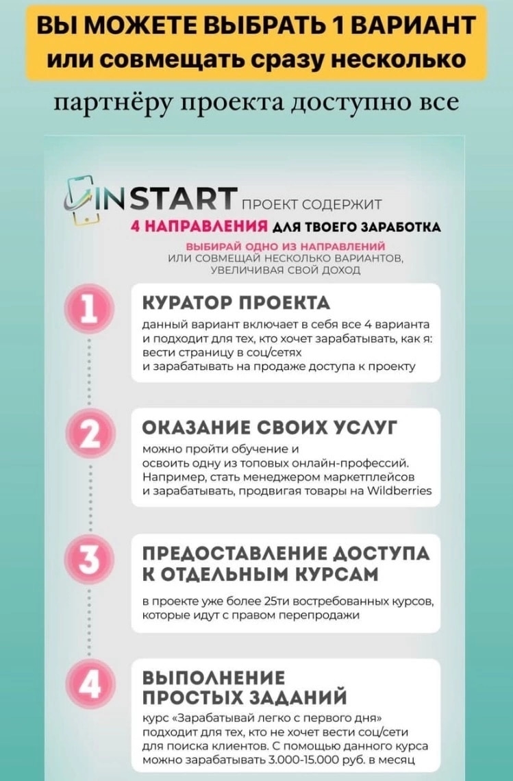 Бизнес проект инстарт официальный сайт