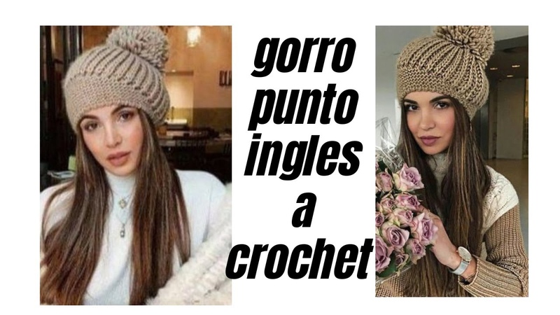 GORRO TEJIDO A CROCHET punto ingles y punto